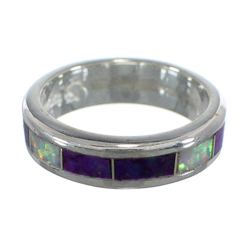 Sterling Silver Magenta Turquoise And Opal Jewelry Ring Size 4-3/4 VX57678