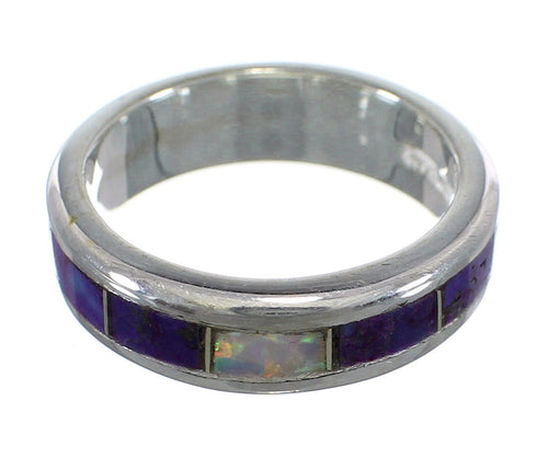Authentic Sterling Silver Magenta Turquoise And Opal Jewelry Ring Size 5-1/4 VX57683