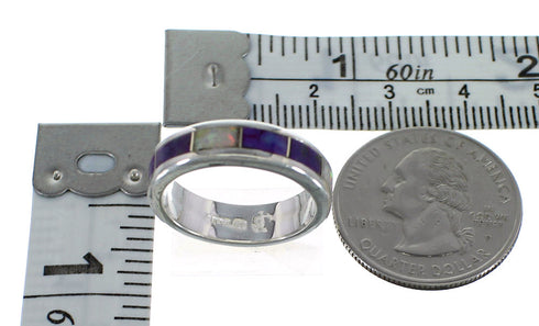 Authentic Sterling Silver Magenta Turquoise And Opal Jewelry Ring Size 5-1/4 VX57683