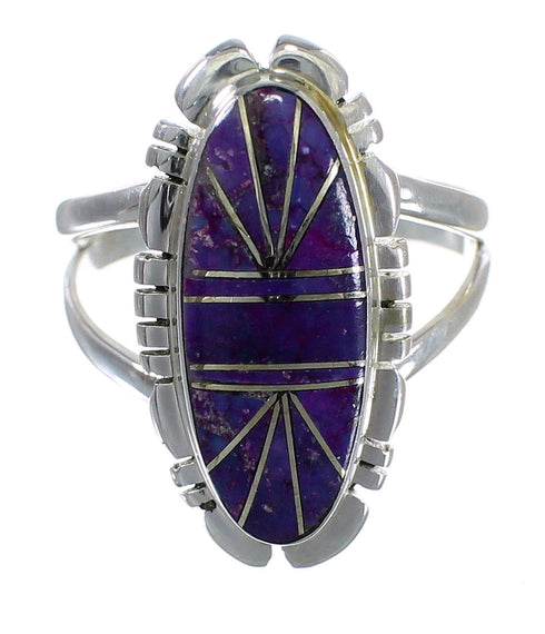 Southwest Sterling Silver Magenta Turquoise Inlay Jewelry Ring Size 4-3/4 VX58961