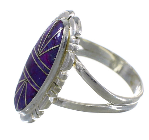 Magenta Turquoise Sterling Silver Jewelry Ring Size 8-3/4 VX58974