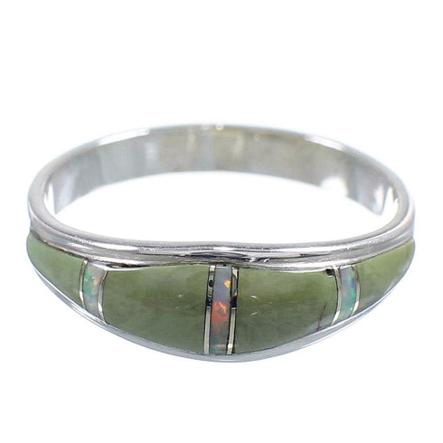 Southwestern Turquoise Opal Sterling Silver Ring Size 6-1/4 RX57313