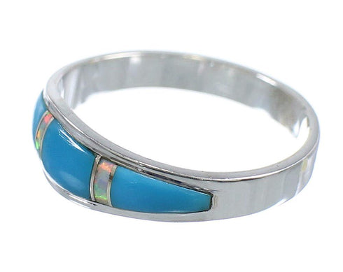 Southwest Turquoise Opal Sterling Silver Ring Size 7-3/4 RX57350