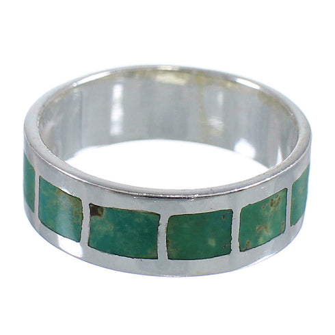 Genuine Sterling Silver And Turquoise Inlay Jewelry Ring Size 5-1/4 VX58429