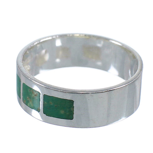 Genuine Sterling Silver And Turquoise Inlay Jewelry Ring Size 5-1/4 VX58429