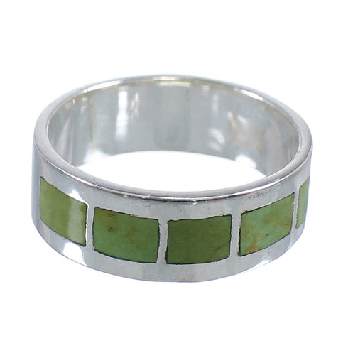 Southwest Genuine Sterling Silver And Turquoise Inlay Jewelry Ring Size 6-3/4 VX58432