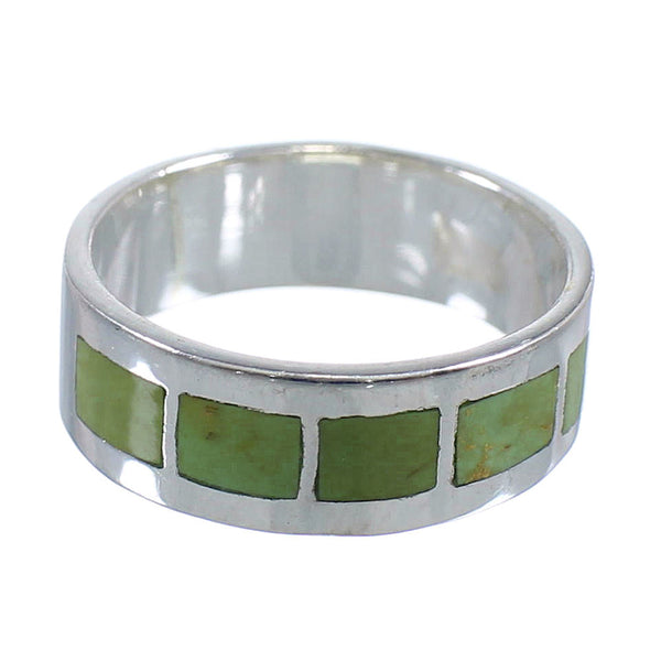 Southwest Genuine Sterling Silver And Turquoise Inlay Jewelry Ring Size 6-3/4 VX58432