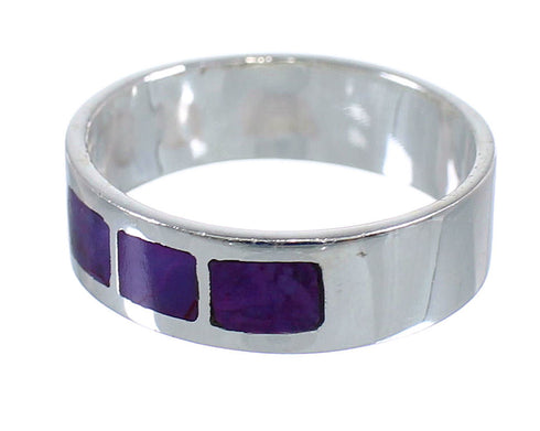 Southwest Magenta Turquoise Inlay Sterling Silver Jewelry Ring Size 4-3/4 VX58997