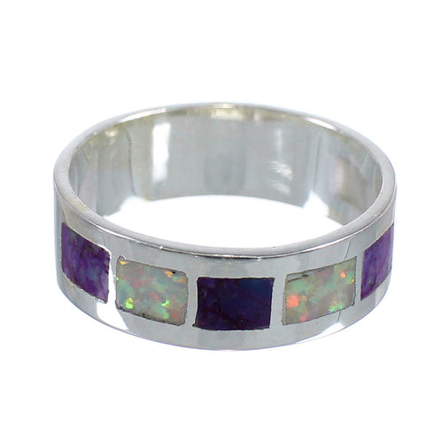 Opal Magenta Turquoise And Authentic Sterling Silver Jewelry Ring Size 6-1/4 VX57728