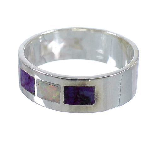 Opal Magenta Turquoise And Authentic Sterling Silver Jewelry Ring Size 6-1/4 VX57728