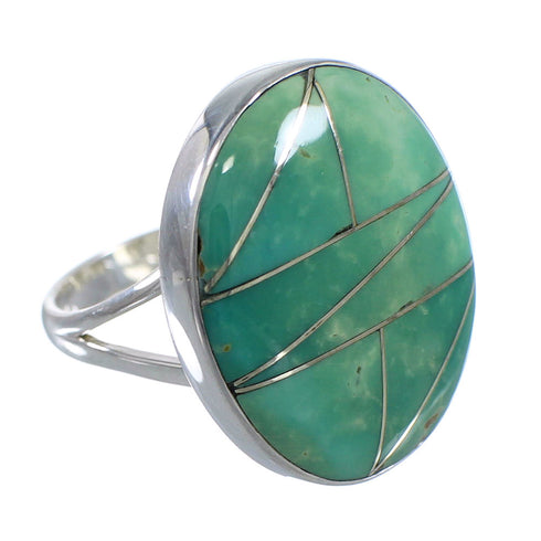 Genuine Sterling Silver And Turquoise Inlay Ring Size 5-1/4 VX57251