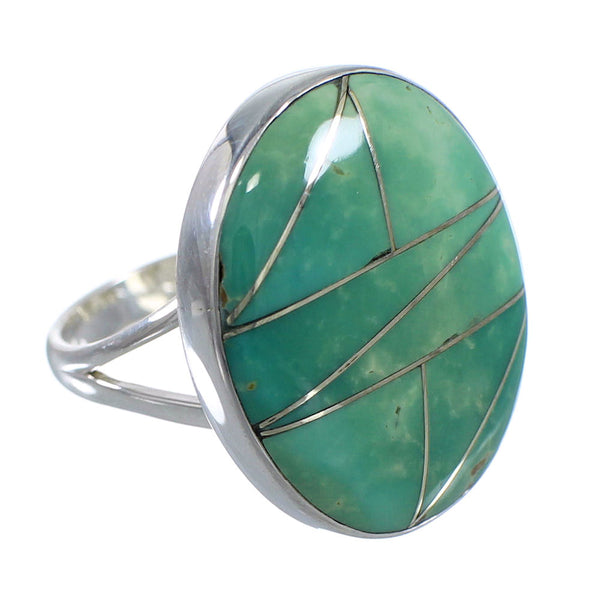 Genuine Sterling Silver And Turquoise Inlay Ring Size 5-1/4 VX57251