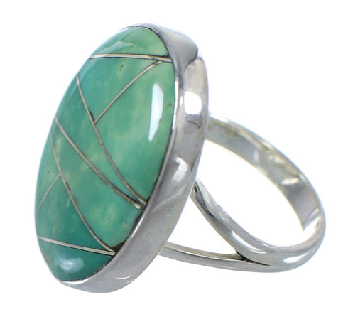 Genuine Sterling Silver And Turquoise Inlay Ring Size 5-1/4 VX57251