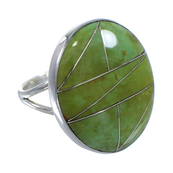 Authentic Sterling Silver And Turquoise Inlay Ring Size 5-1/4 VX57252