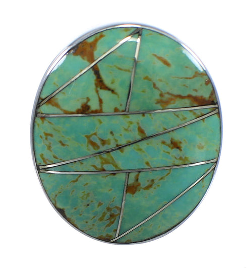 Southwest Sterling Silver And Turquoise Inlay Ring Size 8-1/2 VX57255