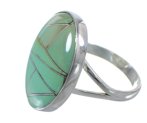 Genuine Sterling Silver And Turquoise Inlay Southwest Jewelry Ring Size 6-1/2 VX57265