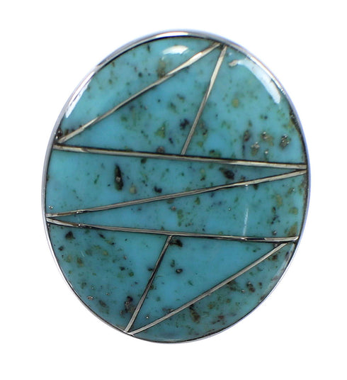 Sterling Silver And Turquoise Inlay Southwestern Ring Size 4-3/4 WX59102