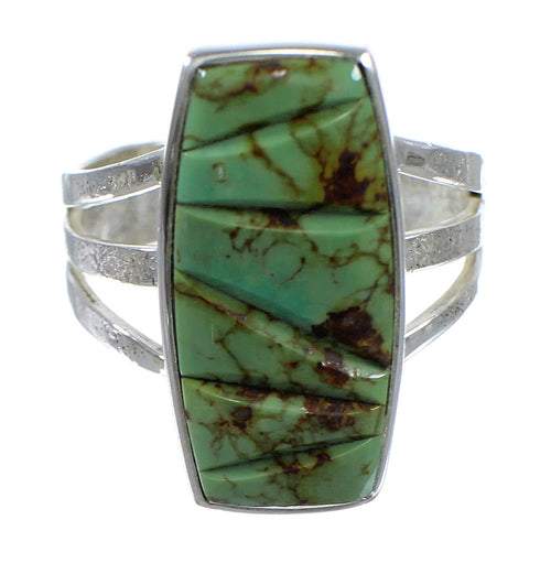 Turquoise Inlay And Sterling Silver Ring Size 8-3/4 VX57295
