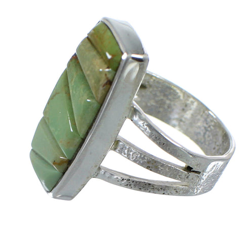 Turquoise Inlay And Genuine Sterling Silver Ring Size 6-1/4 VX57296