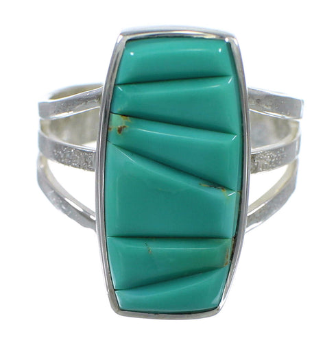 Southwest Turquoise And Genuine Sterling Silver Ring Size 8-1/2 VX57301