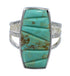 Southwest Turquoise Inlay And Genuine Sterling Silver Ring Size 6-3/4 VX57306
