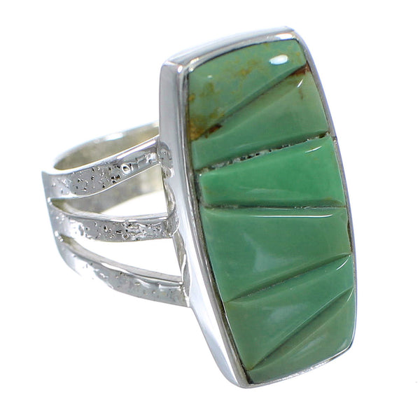 Turquoise Inlay And Genuine Sterling Silver Southwest Ring Size 6-1/4 VX57366