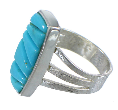 Turquoise Inlay Genuine Sterling Silver Southwest Jewelry Ring Size 8-1/4 WX59189