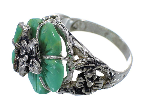 Turquoise Sterling Silver Flower Dragonfly Ring Size 5-3/4 RX82557