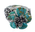 Southwest Turquoise Flower Dragonfly Silver Ring Size 6 RX82601