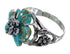 Southwest Turquoise Flower Dragonfly Silver Ring Size 6 RX82601