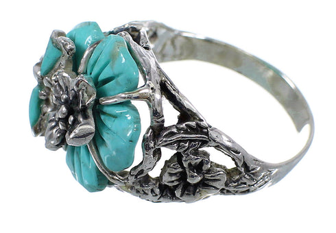 Turquoise Flower Dragonfly Genuine Sterling Silver Ring Size 5-1/2 RX82659