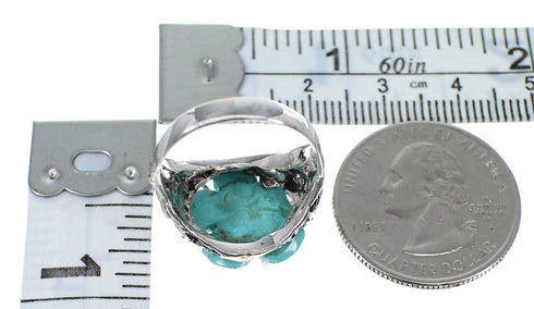 Turquoise Flower Dragonfly Genuine Sterling Silver Ring Size 5-1/2 RX82659