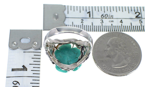 Authentic Sterling Silver Turquoise Flower Dragonfly Ring Size 5-1/4 RX82689