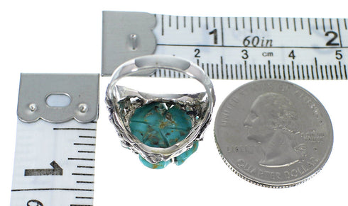 Authentic Sterling Silver Turquoise Flower Dragonfly Ring Size 5-3/4 RX82746