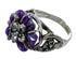 Southwest Magenta Turquoise Flower Dragonfly Silver Ring
