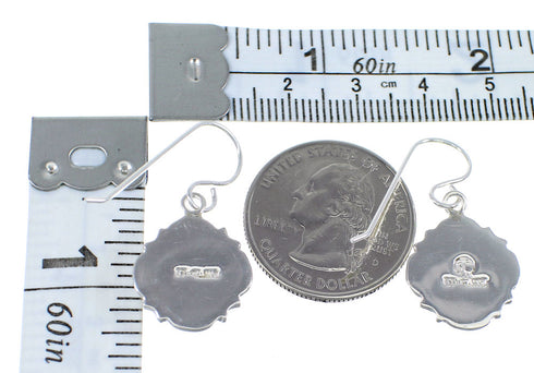 Southwestern Turquoise Inlay Silver Hook Dangle Earrings WX57629
