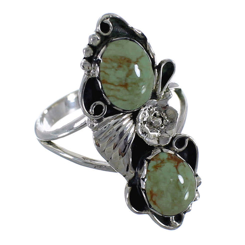Southwest Turquoise Sterling Silver Flower Ring Size 8-1/4 RX60179