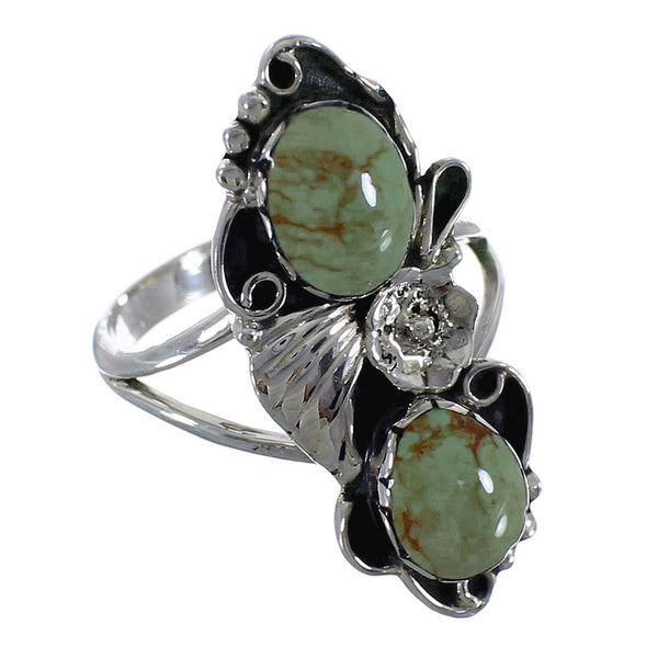 Southwest Turquoise Sterling Silver Flower Ring Size 8-1/4 RX60179