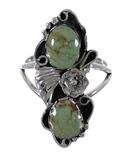 Southwest Turquoise Sterling Silver Flower Ring Size 8-1/4 RX60179