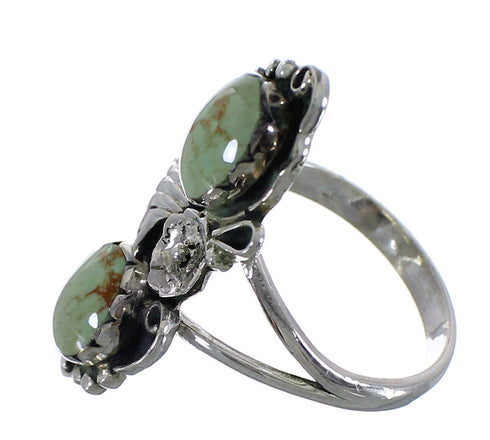 Southwest Turquoise Sterling Silver Flower Ring Size 8-1/4 RX60179