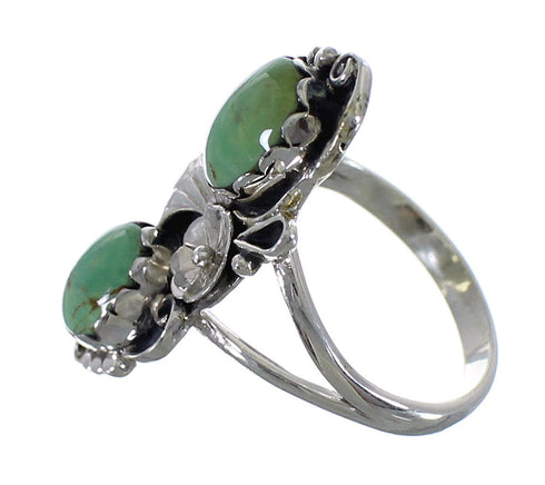 Genuine Sterling Silver And Turquoise Flower Ring Size 7-3/4 RX60186