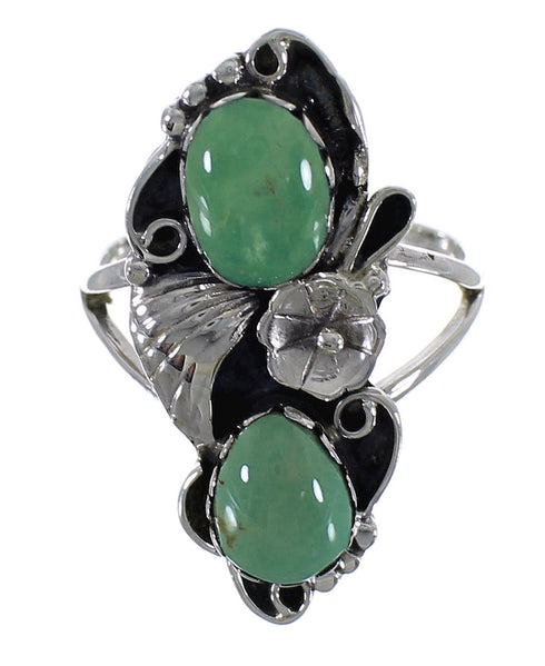Turquoise Authentic Sterling Silver Flower Ring Size 8-1/2 RX60200