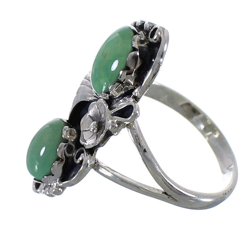 Turquoise Authentic Sterling Silver Flower Ring Size 8-1/2 RX60200