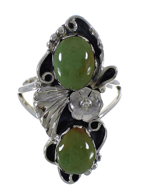 Sterling Silver Flower And Turquoise Ring Size 6-3/4 RX60205