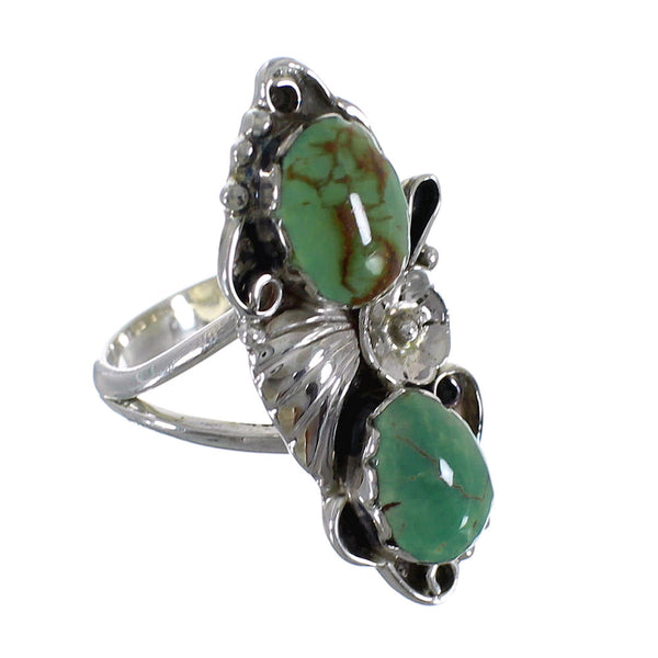 Turquoise And Genuine Sterling Silver Flower Ring Size 5-1/4 RX60213