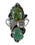 Turquoise And Genuine Sterling Silver Flower Ring Size 5-1/4 RX60213
