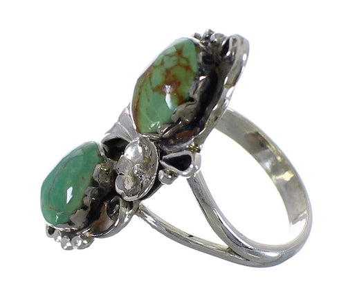 Turquoise And Genuine Sterling Silver Flower Ring Size 5-1/4 RX60213