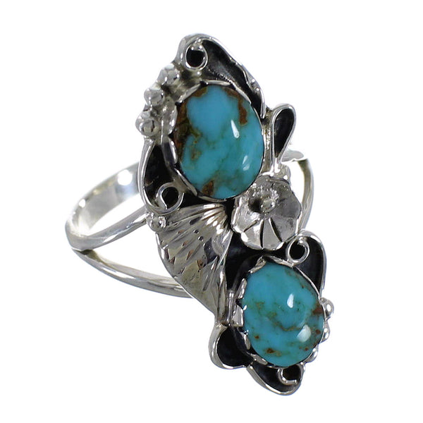 Turquoise Sterling Silver Flower Ring Size 6-3/4 RX60319