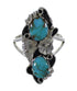 Sterling Silver Flower Southwest Turquoise Ring Size 4-3/4 RX60310