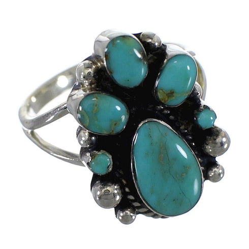 Southwestern Turquoise Sterling Silver Ring Size 5-1/2 RX60449
